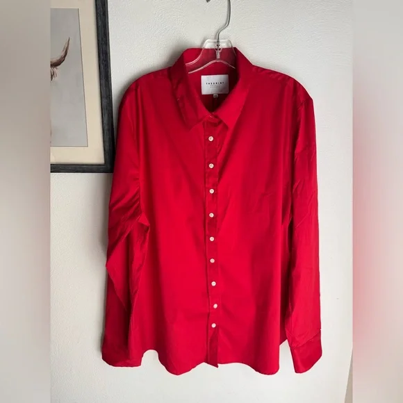 NWT The Shirt Icon Women's  Shirt Red Button-Up - Picture 3 of 7